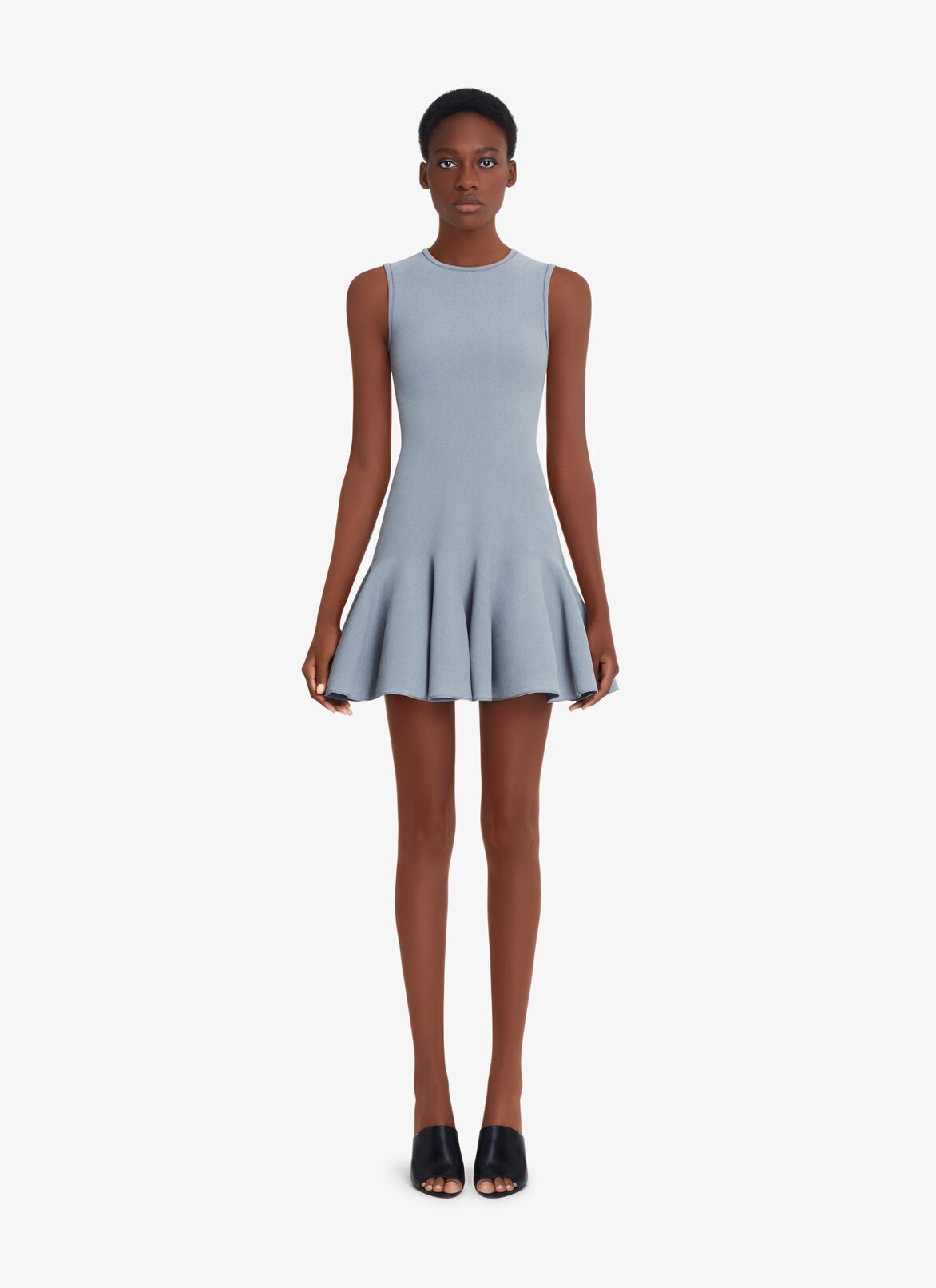 REFLECTIVE-KNIT SKATER DRESS ALAÏA SILVER REFLECTIVE-KNIT SKATER DRESS